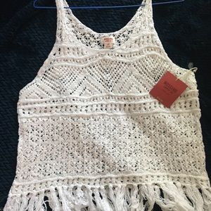 Crocheted White Boho-Chic Beach Cover Tank Top☀️⛱